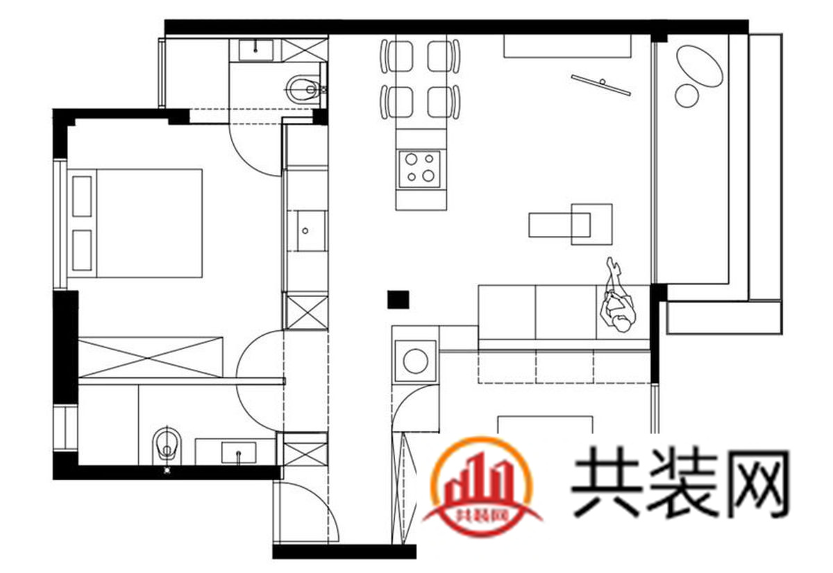 现代风格公寓整体平面设计图